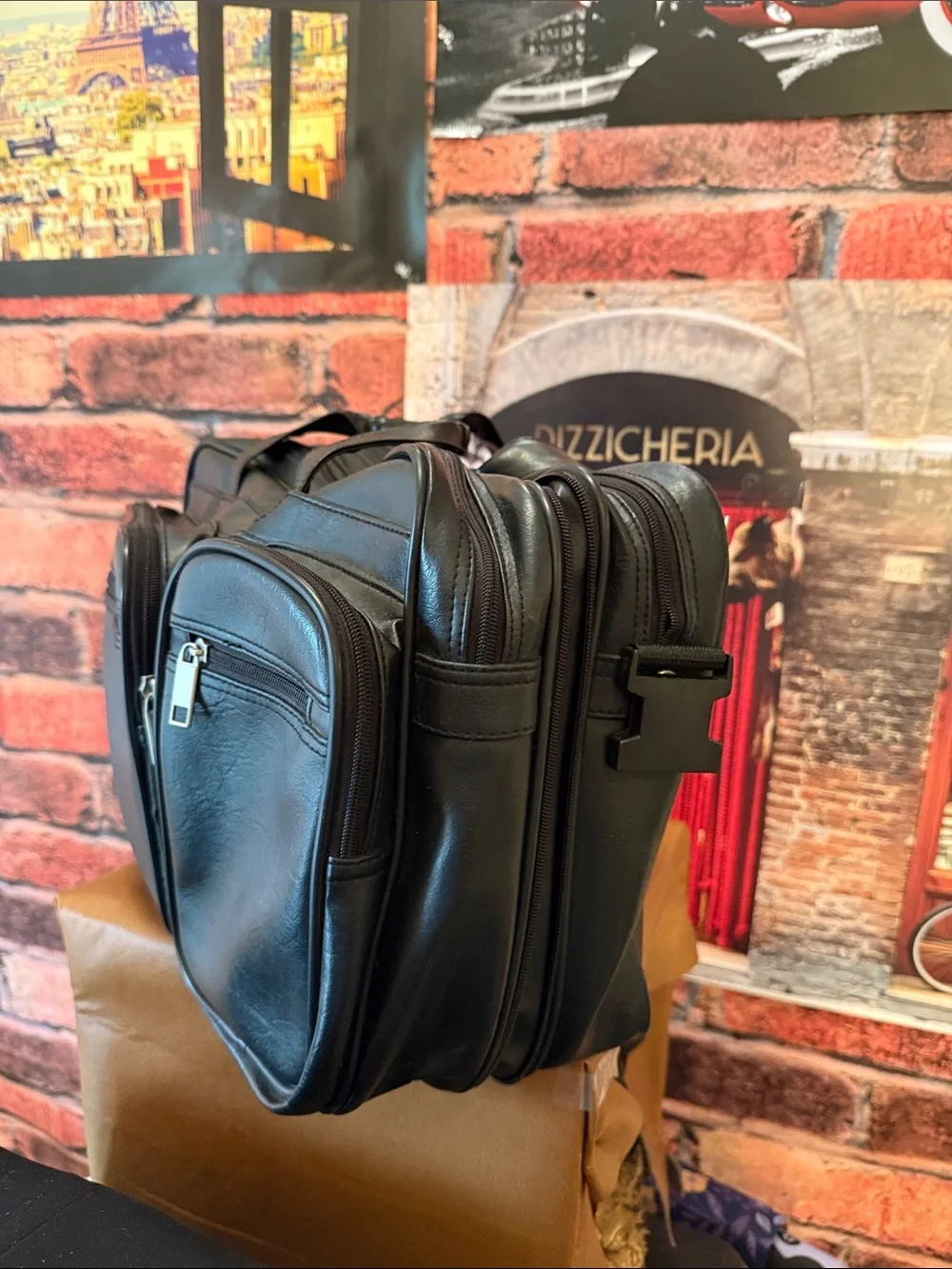 Black Leather Laptop Business travel Briefcase